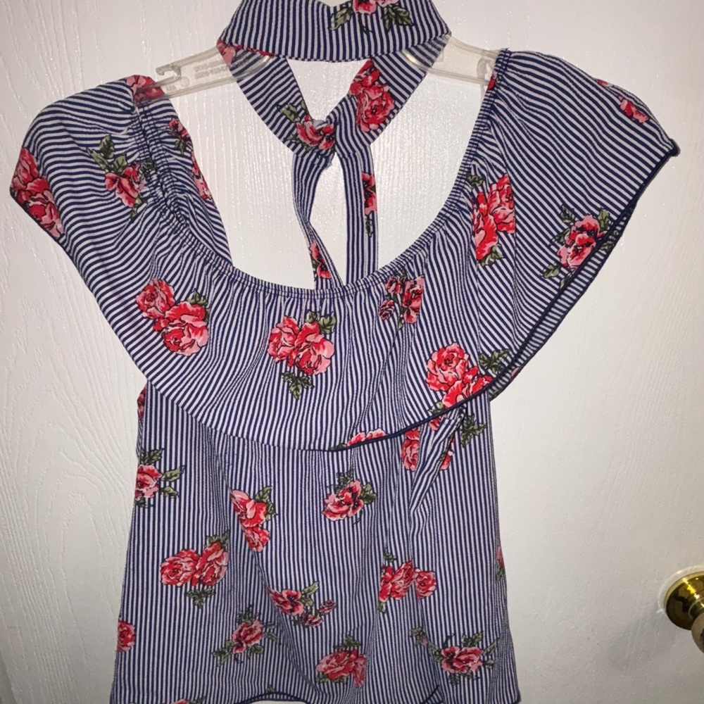 Floral Striped Women's Top Size - Large